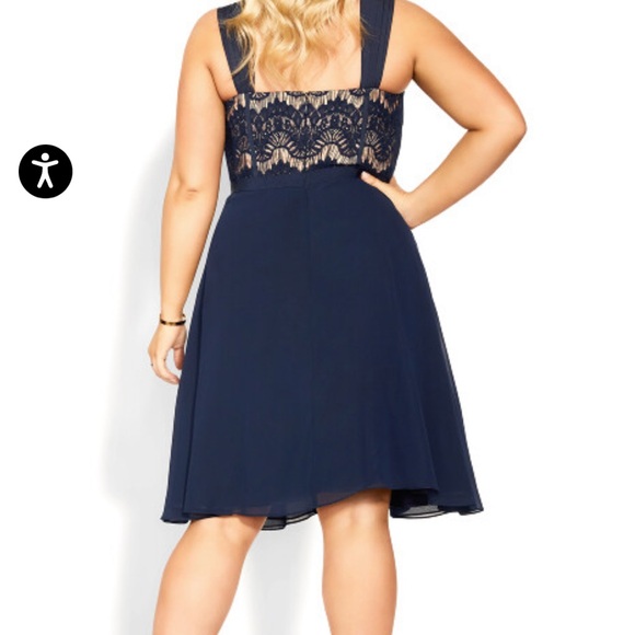 City Chic Sapphire Lace Fit and Flare Midi Dress 18 - Picture 3 of 6